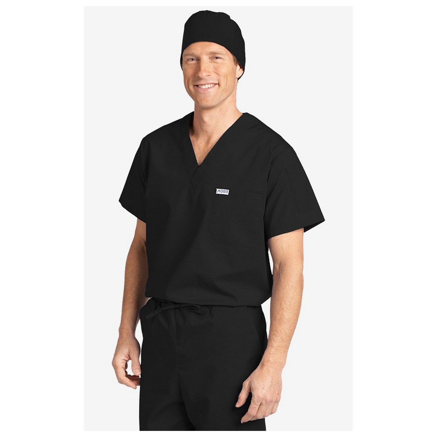 MOBB Unisex V-Neck Scrub Top (Men's View) - Black (BL)