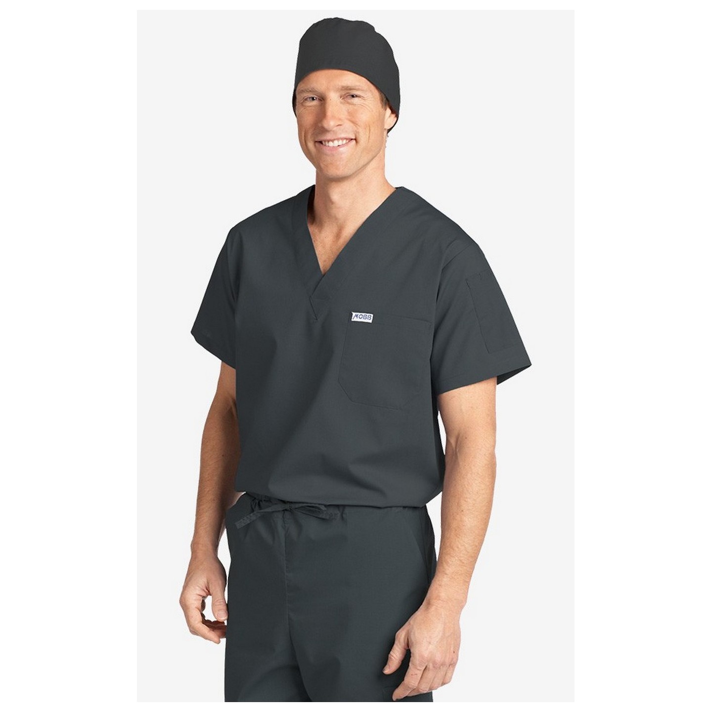 MOBB Unisex V-Neck Scrub Top (Men's View) - Charcoal (CC)