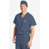 MOBB Unisex V-Neck Scrub Top (Men's View) - Postman Blue (PS)