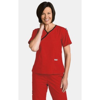 *FINAL SALE RED/ANVY 323T Criss Cross Scrub Top by MOBB