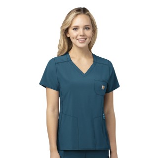C12110 Carhartt Force® CROSS-FLEX Scrubs - V-Neck Tech Top