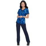 1049PR koi Lite Stretch Raquel Mock-Wrap Haut Imprimé - Camo Visions