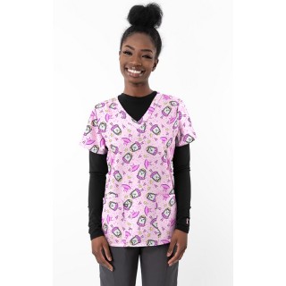 1438P – Pointe Princess Print Scrub Top - Soft Stretch Zinnia Fabric by Greentown