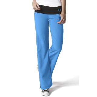 5514 WonderWink Four-Stretch Knit Waist Yoga Scrub Pants - Malibu Blue