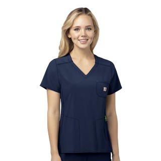C12110 Carhartt Force® CROSS-FLEX Scrubs - V-Neck Tech Top
