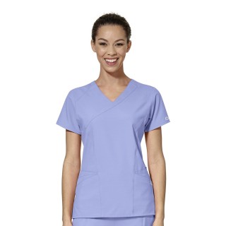 6455 W123 by WonderWink - Women's Asymmetrical Mock Wrap Top