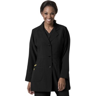 7004 WonderWink Four-Stretch 32 Inch Three Button Lab Coats - Black