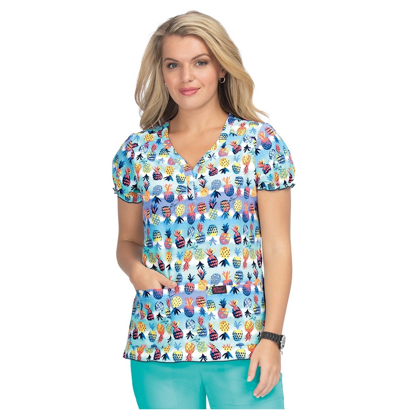 B123PR Betsey Johnson par Koi Haut 'Blossom' à encolure en Y Imprimé - Pineapple Paradise