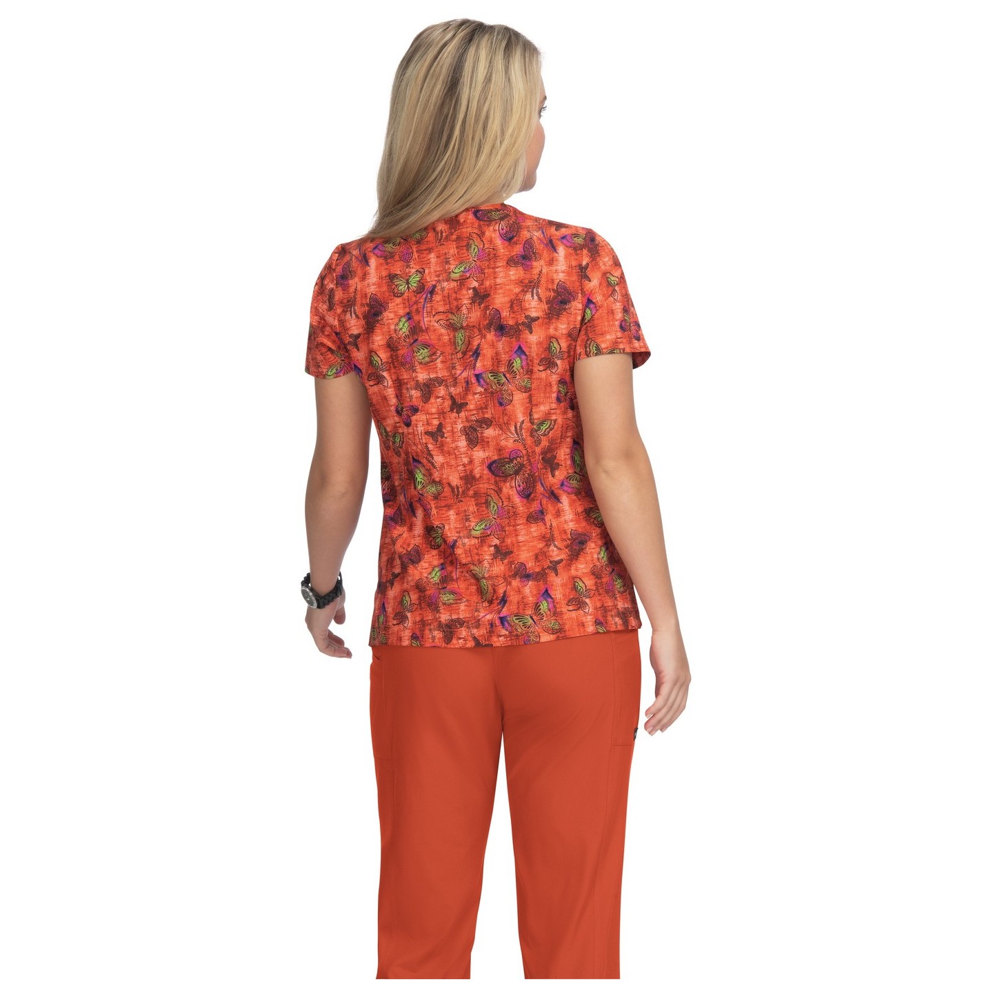 1066PR Planet koi Aurora Stretch Print Scrub Top
