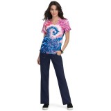 370PLM koi Lite Haut Reform a Col en V Imprimé - Groovy Floral Navy/Elec Blue/Coral