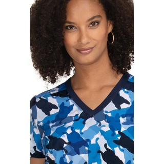 F100PR French Bull by Koi Modern Classic Lulu Print Top - Camo Frenchie Navy