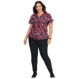 F101PR French Bull by koi Doll V-Neck Print Scrub Top - Twist