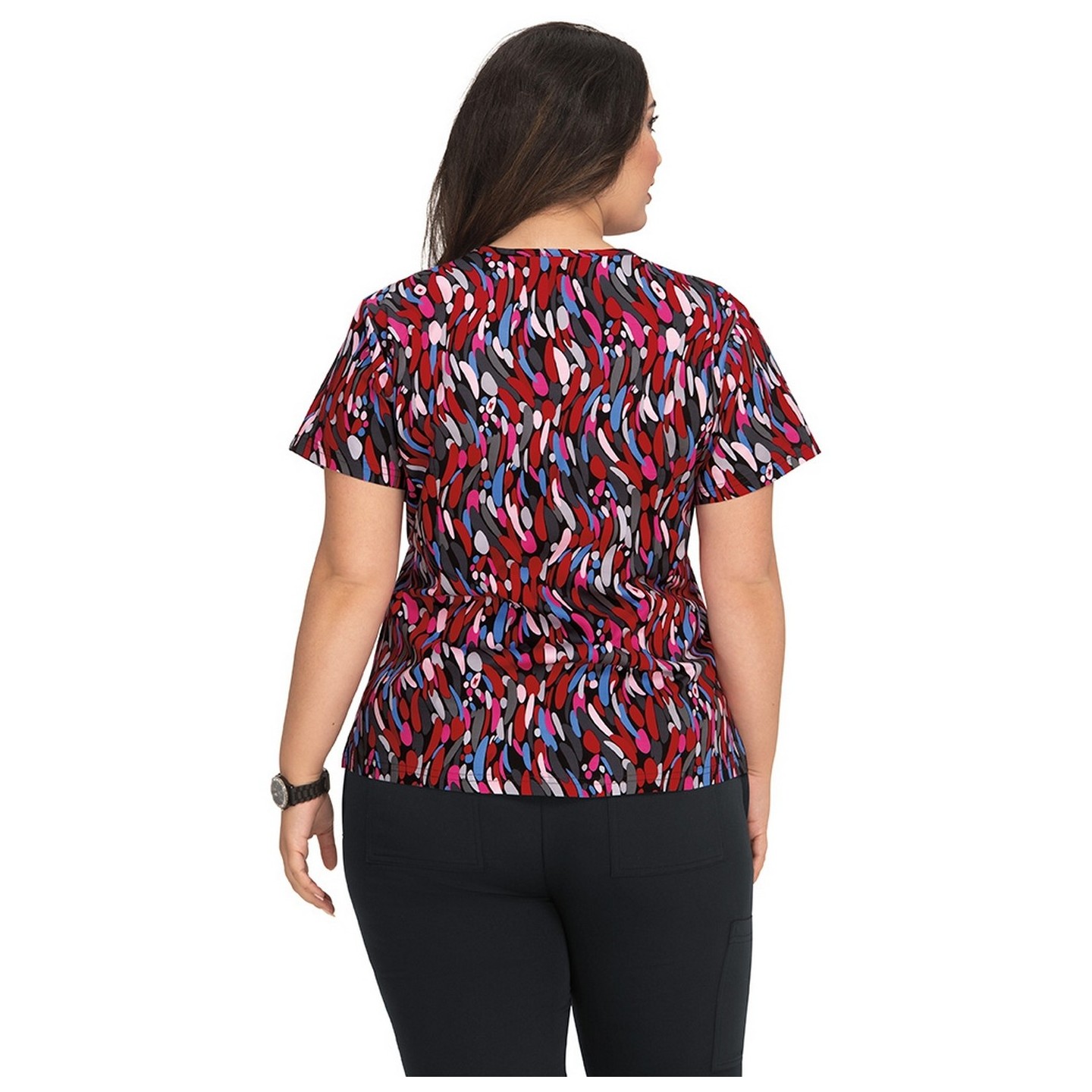 F101PR French Bull by koi Doll V-Neck Print Scrub Top - Twist