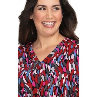 F101PR French Bull by koi Doll V-Neck Print Scrub Top - Twist