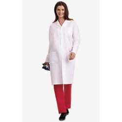 L406 Manteau de laboratoire unisexe long avec bouton en avant - Voir des femmes
