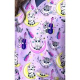 1466PL – CAT & THE FIDDLE PURPLE Print Scrub Top - Soft Stretch Zinnia Fabric by Greentown