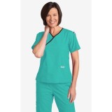 *FINAL SALE SEA GREEN/NAVY 323T Criss Cross Scrub Top by MOBB