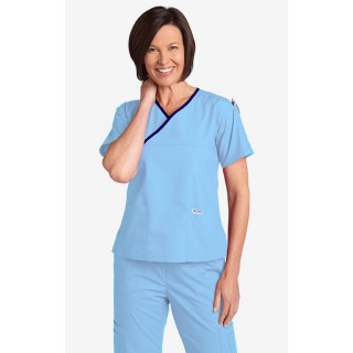 Criss Cross Scrub Top par MOBB - Sky Blue/Navy (SB-NN)