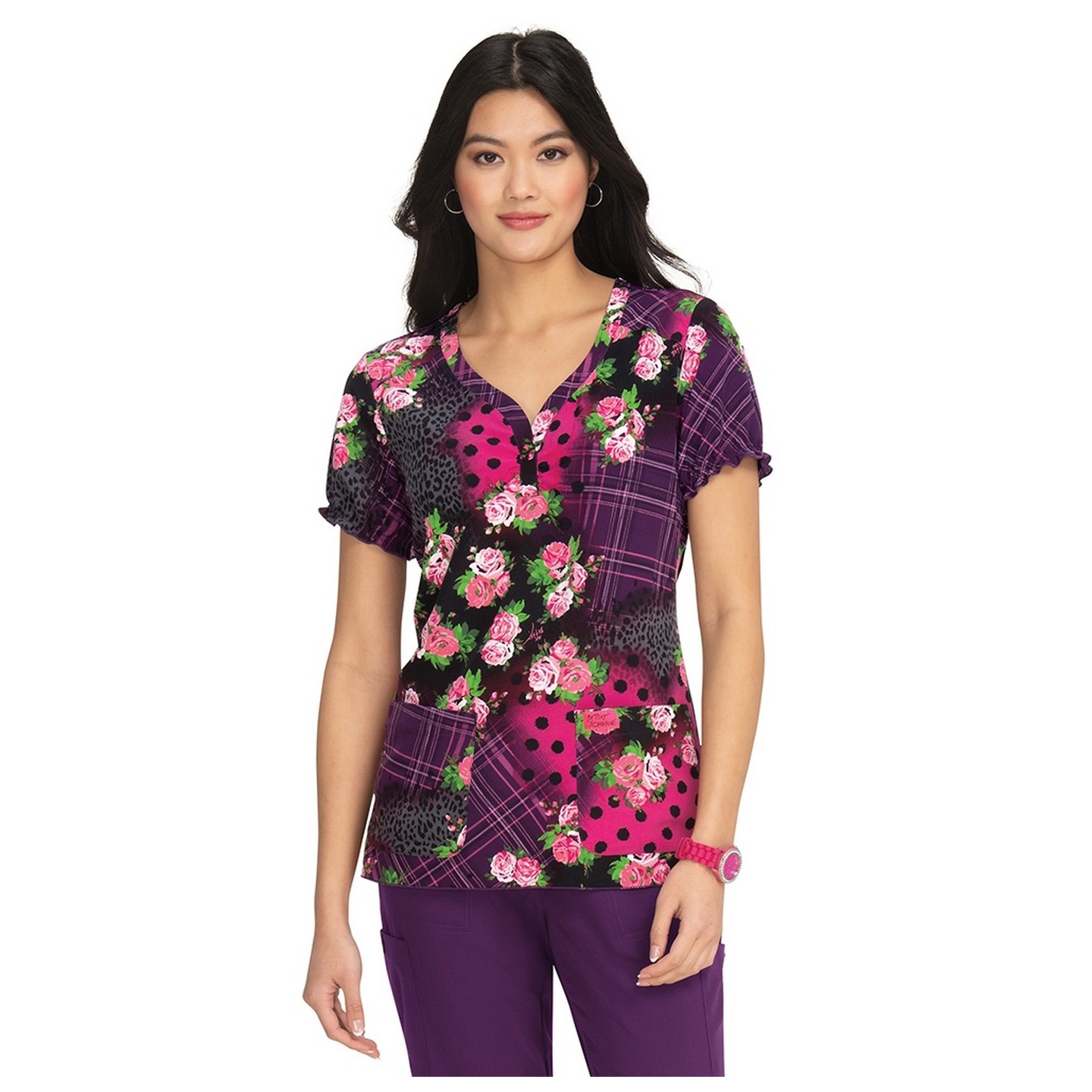 B123PR Betsey Johnson par Koi Haut 'Blossom' à encolure en Y Imprimé - Playful Patchwork