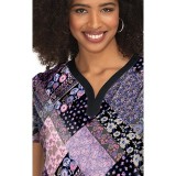 1055PR koi Stretch Luisa Print Top - Meadow Patchwork