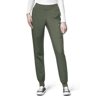 5555P Petite W123 by WonderWink - Comfort Waist Cargo Jogger Scrub Pants - Inseam: 28"