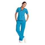 *FINAL SALE MOBB 323/312 Aqua/Black Two Piece Criss Cross Flip Flap Scrub Set