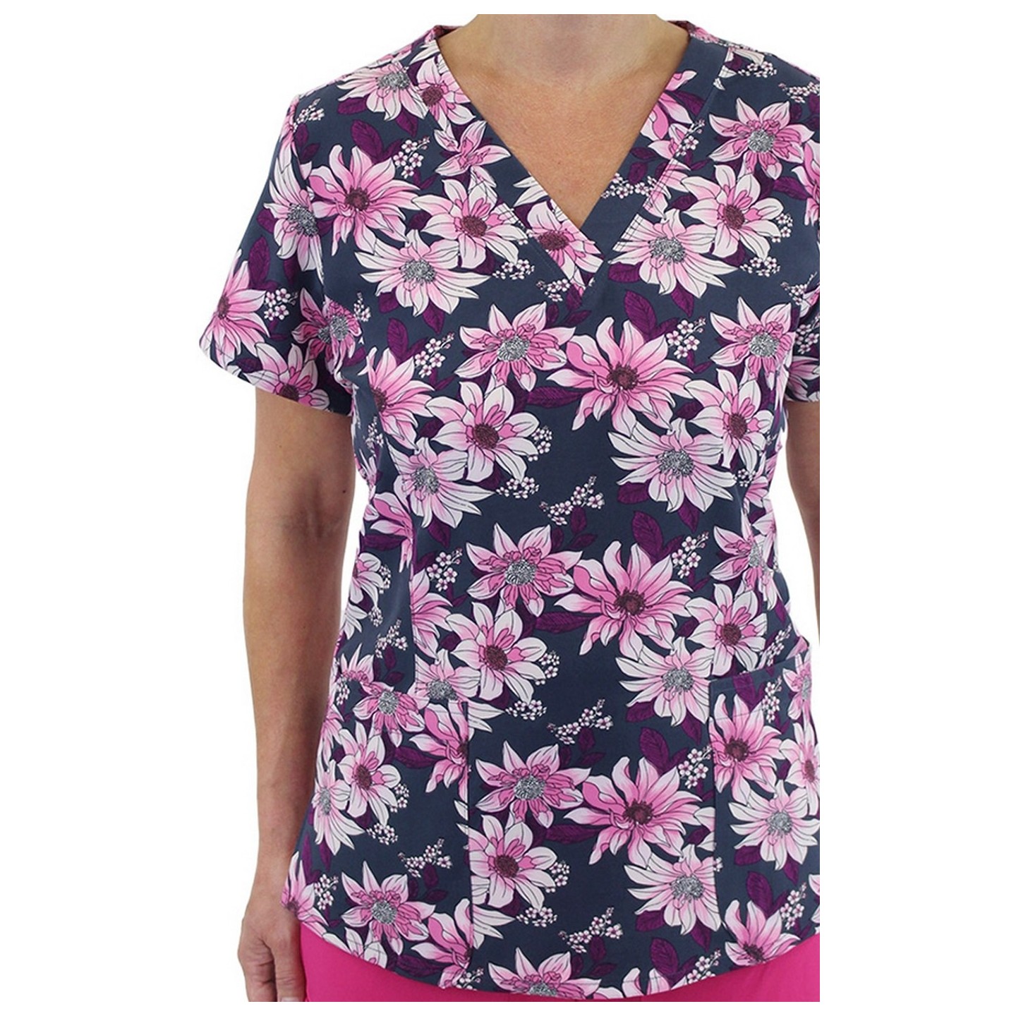 9810 Maevn Women's Printed V-Neck Top - Botanic Beauties