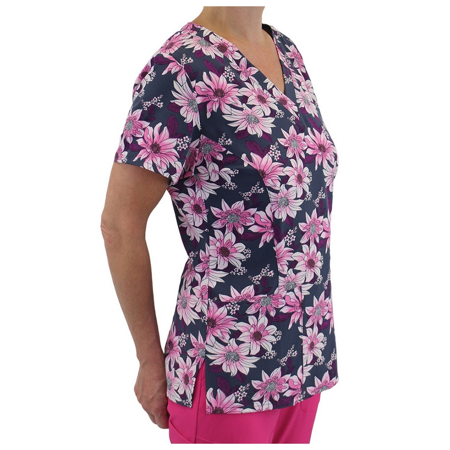 9810 Maevn Women's Printed V-Neck Top - Botanic Beauties
