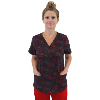 9810 Maevn Haut à Col en V Imprimé pour Femmes - Midnight Poppies