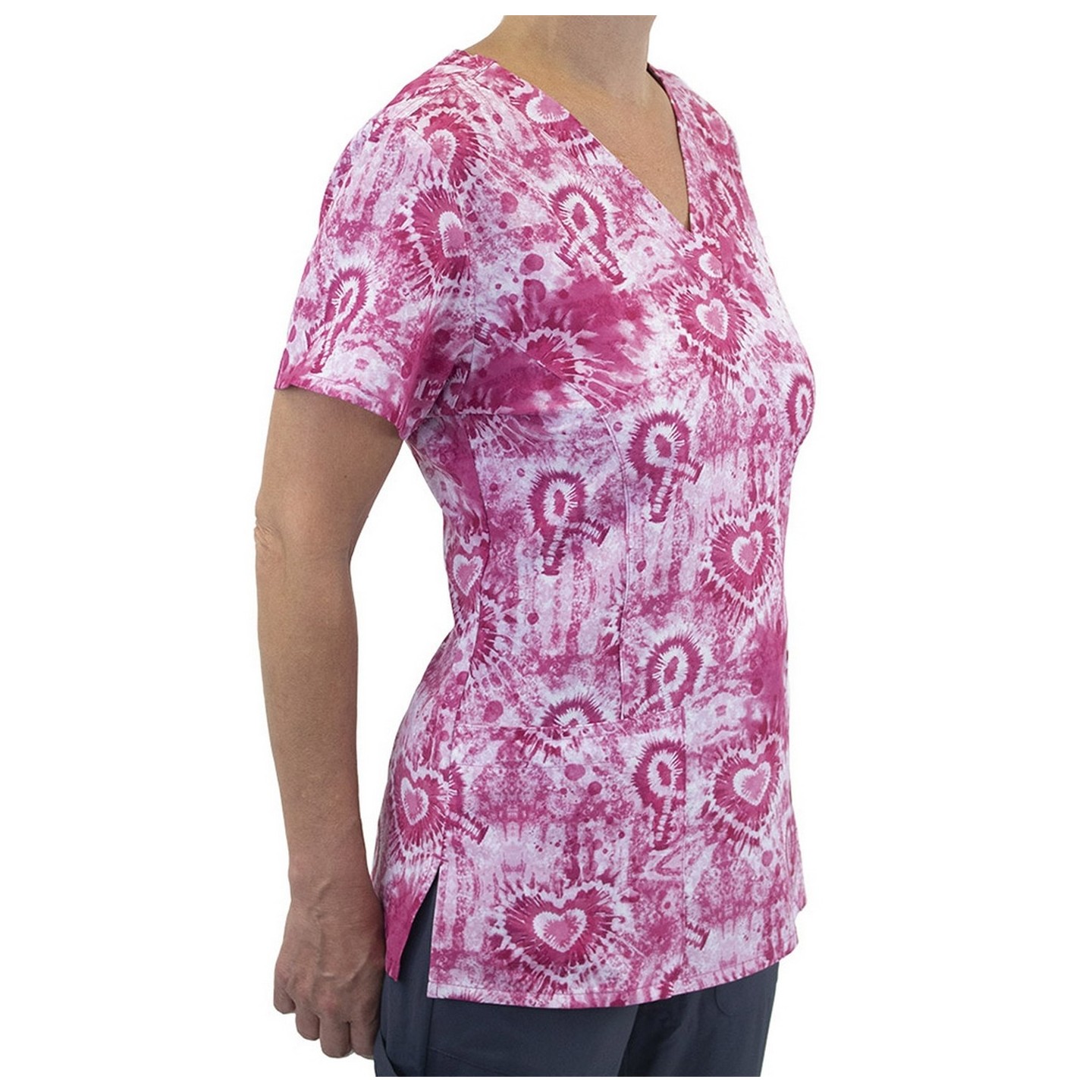 9810 Maevn Women's Printed V-Neck Top - Pink Strength