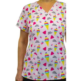 9810 Maevn Women's Printed V-Neck Top - Hello Summer