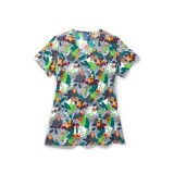 Zoe + Chloe Autumn Odyssey Curved V-neck Print Scrub Tops