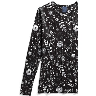 Zoe + Chloe Moody Blooms Silky Printed Crew Neck