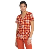 1077PR Planet koi Stella Y-Neck Print Top - Merry and Bright