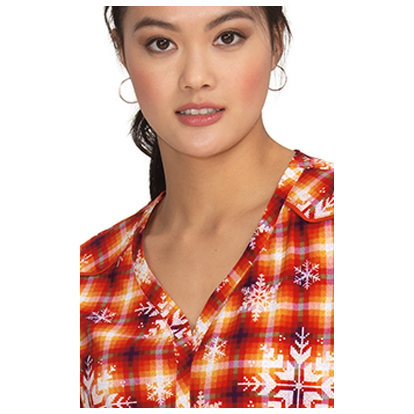 1077PR Planet koi Stella Y-Neck Print Top - Merry and Bright