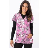 1500PK – CATS & DOGS STAYCATION Print Scrub Top - Soft Stretch Zinnia Fabric by Greentown