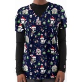1569NV – MERRY FOXMAS Print Scrub Top  by Greentown