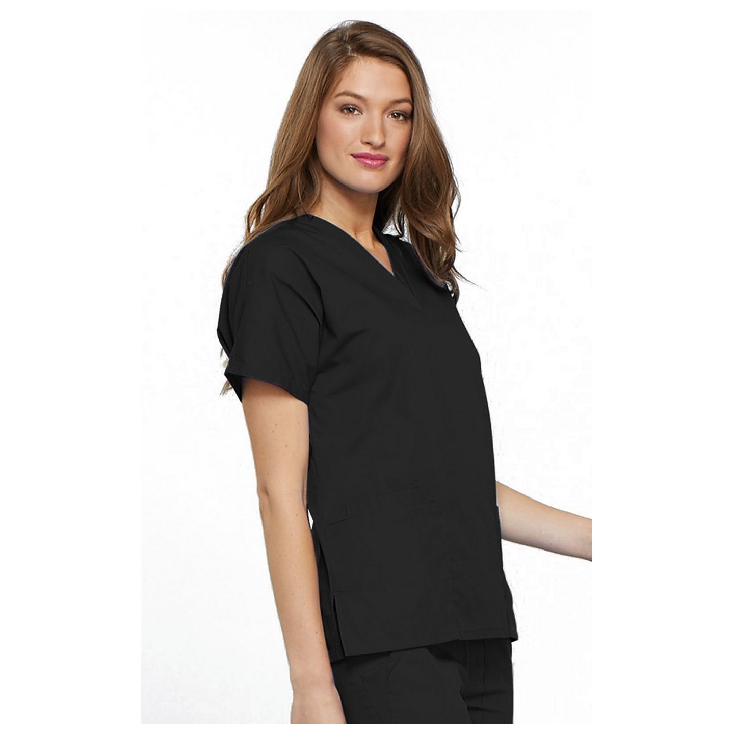 4700BKWM - Cherokee V-Neck Top in Black