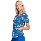 *VENTE FINALE CK652 - Cherokee Prints V-Neck Knit Panel Top in Nacho Average Nurse