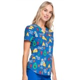 *FINAL SALE CK652 - Cherokee Prints V-Neck Knit Panel Top in Nacho Average Nurse