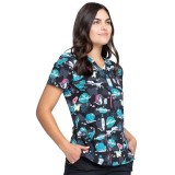 *VENTE FINALE CK671 - Cherokee Prints V-Neck Knit Panel Top in I'm A Dentisaurus