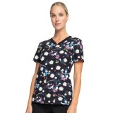 *FINAL SALE TF671 MKUE - Cherokee Licensed Tooniforms V-Neck Top in Hello Sunshine