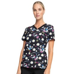 *FINAL SALE TF671 MKUE - Cherokee Licensed Tooniforms V-Neck Top in Hello Sunshine