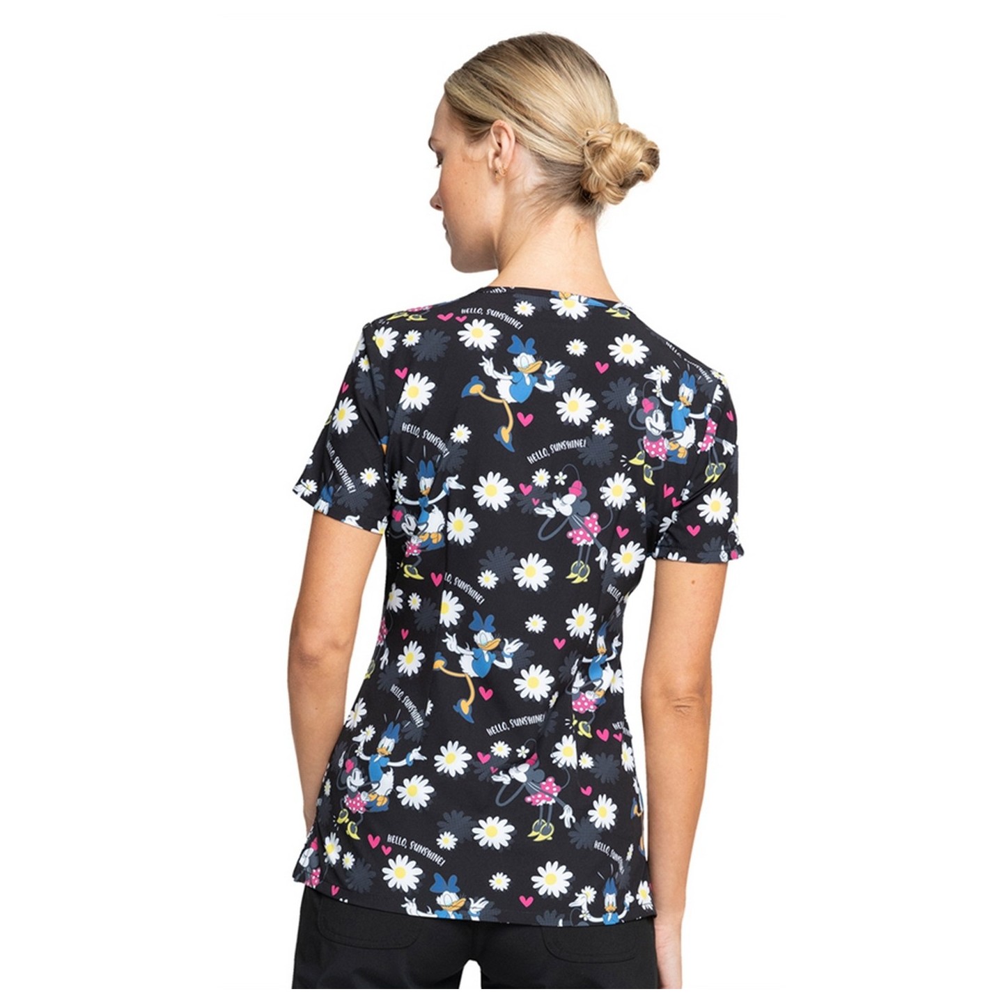 *FINAL SALE TF671 MKUE - Cherokee Licensed Tooniforms V-Neck Top in Hello Sunshine