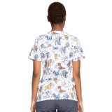 *FINAL SALE TF738 LACD - Cherokee Licensed Tooniforms V-Neck Top in Cats And Dogs