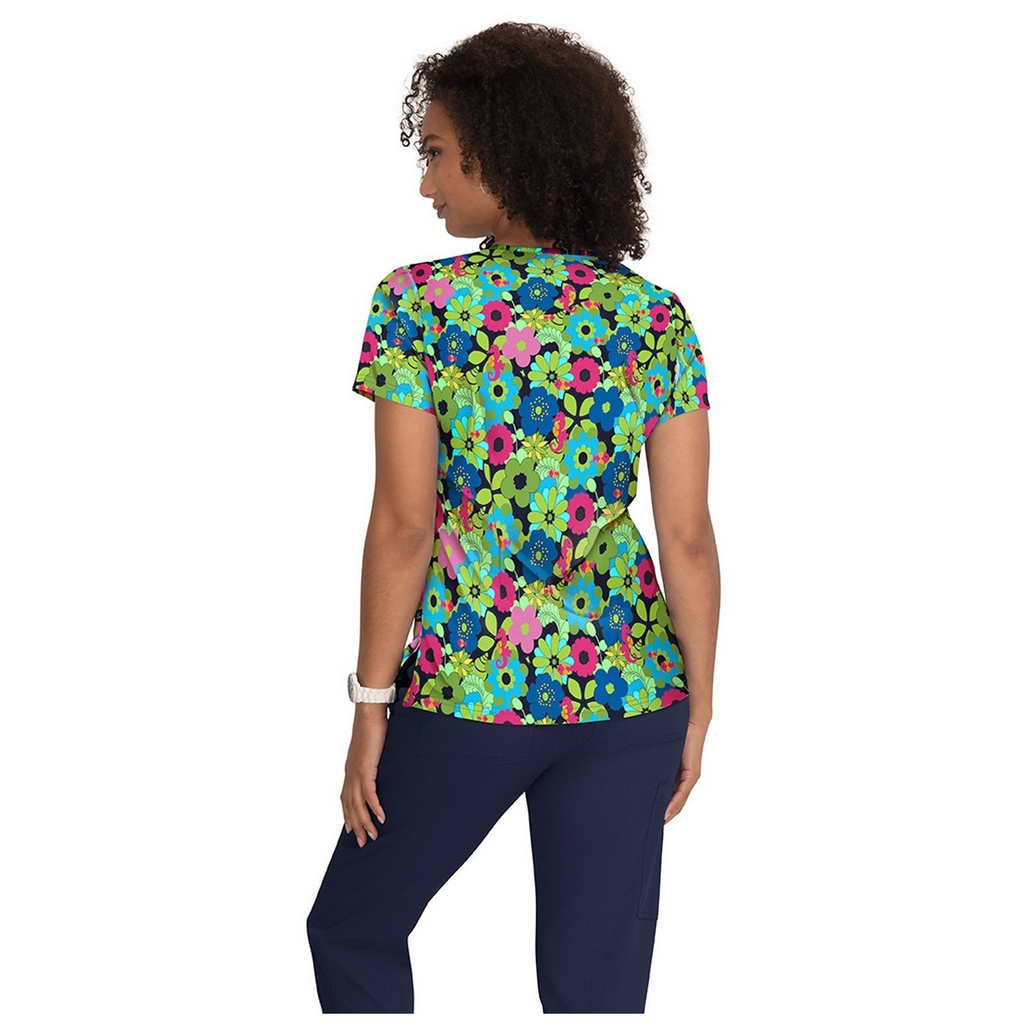 F100PR French Bull by Koi Modern Classic Lulu Print Top - Sea Horse