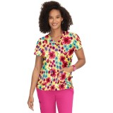 F100PR French Bull by Koi Modern Classic Lulu Print Top - Gerbera's Daisy