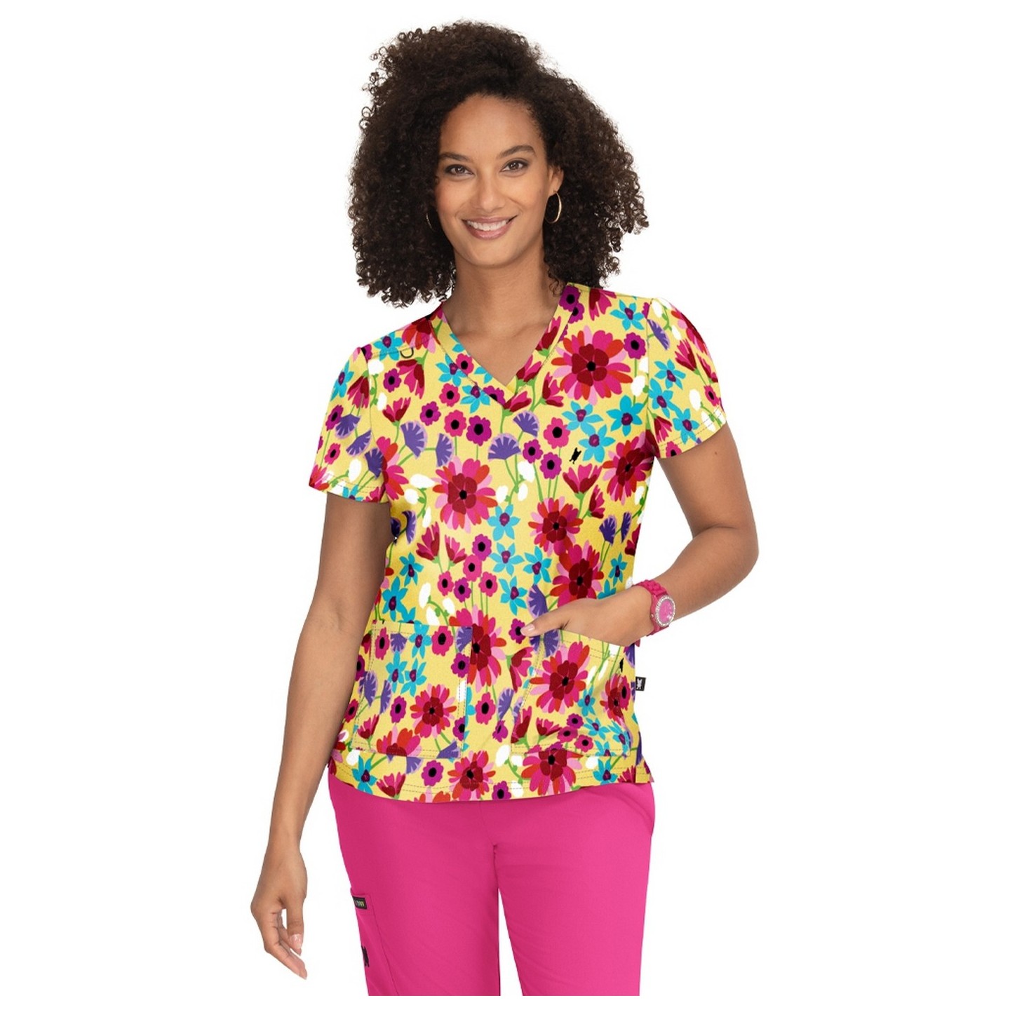 F100PR French Bull by Koi Modern Classic Lulu Print Top - Gerbera's Daisy