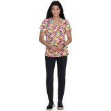 F100PR French Bull by Koi Modern Classic Lulu Print Top - Butterfly Ribbon