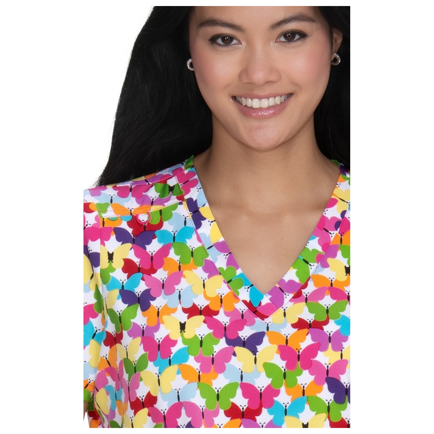 F100PR French Bull by Koi Modern Classic Lulu Print Top - Butterfly Ribbon